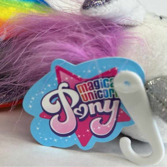 NWT White Magical Unicorn Pony With Rainbow Wings Purple Hair - Picture 11 of 12